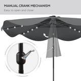 Solar Patio Umbrella with LED and Tilt, Outdoor Market Table Umbrella Parasol with Crank, 10 x 10 ft