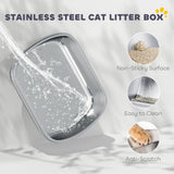 Large Stainless Steel Cat Litter Box with Lid