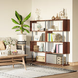 Étagère géométrique en bois à 5 niveaux en forme de S, bibliothèque de rangement avec cadre métallique pour le salon