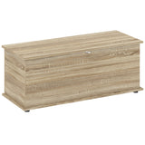 Coffre de rangement de 99 cm avec 2 charnières de sécurité, organisateur de rangement avec couvercle rabattable