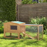 62'' L 2-Story Rabbit Hutch Bunny Cage Small Animal House with Pull Out Tray