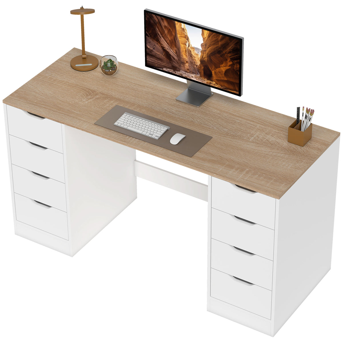 Desk with 8 Drawers, 55.1