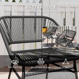 3 Piece Bistro Set, Wicker Outdoor Patio Furniture Set with Glass Top Table