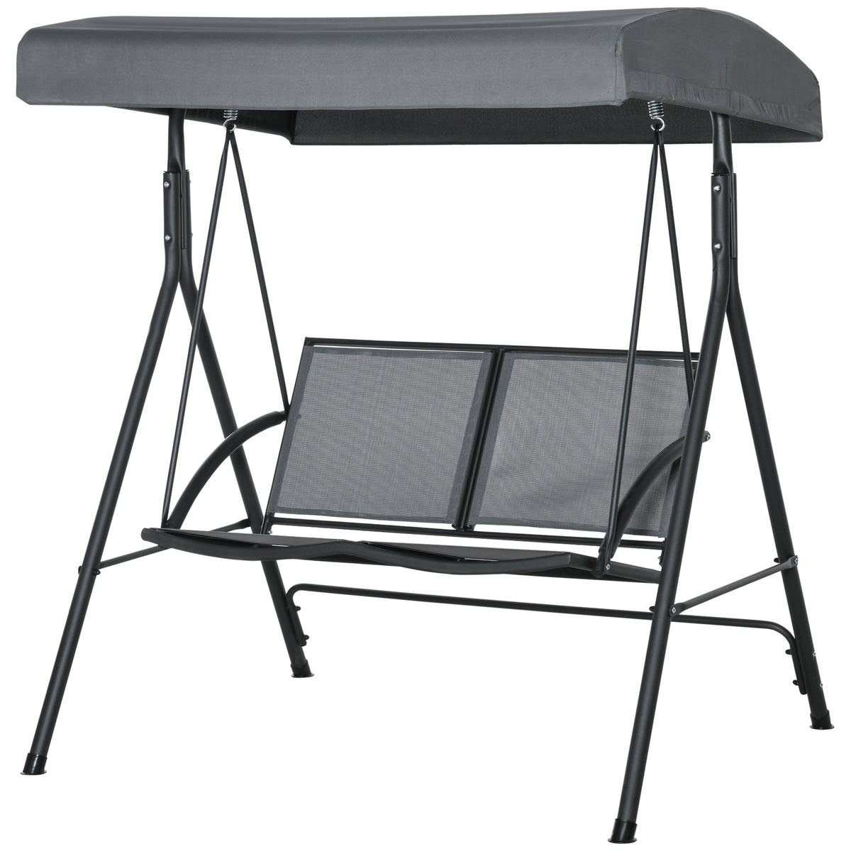 2-Seat Patio Swing Chair, Outdoor Porch Swing Glider w/ Tilting Canopy and Weather Resistant Steel Frame
