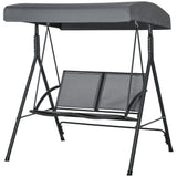 2-Seat Patio Swing Chair, Outdoor Porch Swing Glider w/ Tilting Canopy and Weather Resistant Steel Frame