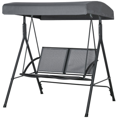 2-Seat Patio Swing Chair, Outdoor Porch Swing Glider w/ Tilting Canopy and Weather Resistant Steel Frame