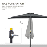 9.8ft Half Umbrella Semi Round Patio Parasol with Crank Handle