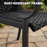 2 Piece PE Rattan Patio Dining Chairs with Steel Frame