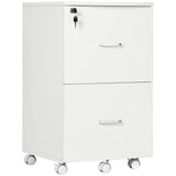 2 Drawer File Cabinet with Lock, Small Rolling Filing Cabinet for A4, Letter-Size Documents, Printer Stand for Home Office, 17