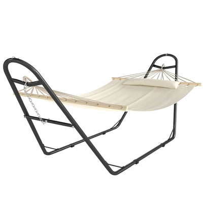 Hammock with Stand, Heavy Duty Camping Hammock with Detachable Pillow and Spreader Bar, 264 lbs Capacity