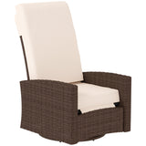 Outdoor Rattan Wicker Lounge Chair with Footrest & Soft Cushion for Patio