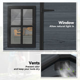 8 x 4 ft Plastic Garden Shed, Wood-Effect Outdoor Storage Shed with Floor, Lockable Doors and Vents