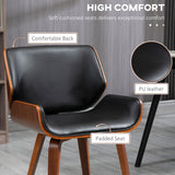 Dining Chairs Set of 2, PU Leather Kitchen Chairs with Upholstered Seats and Solid Wood Legs for Dining Room