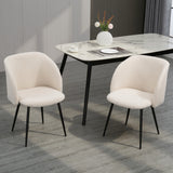 Lot de 2 chaises de salle à manger, chaises de cuisine rembourrées en tissu sherpa avec dossier et pieds en acier