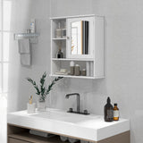 Armoire à pharmacie murale, meuble de salle de bain avec miroir, portes et étagères de rangement