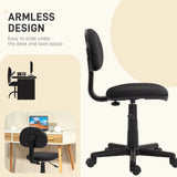 Small Desk Chair, Armless Office Chair with Adjustable Height, 360° Swivel Wheels