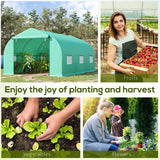 15' x 10' x 7' Walk-in Greenhouse Outdoor Plant Tunnel Warm Hot House w/ Roll Up Door and 6 Mesh Windows, Steel Frame