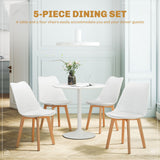 Round Dining Table Set for 4 with Pedestal Base, PU Padded Seats, for Small Space