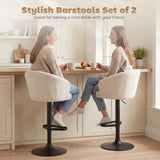 Bar Stools Set of 2, Swivel Counter Height Barstools with Back, Footrest, Adjustable Height