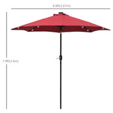 9ft Solar Patio Umbrella Outdoor Sunshade 24 LED Lights Tilt Canopy