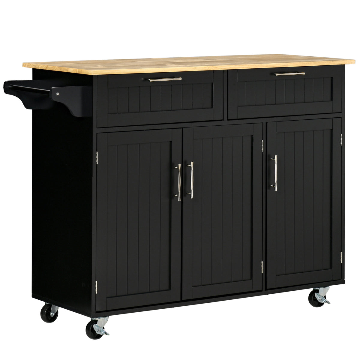Modern Kitchen Island, Utility Kitchen Serving Cart with 2 Storage Drawers & Cabinets for Dining Room