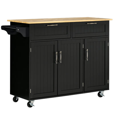 Modern Kitchen Island, Utility Kitchen Serving Cart with 2 Storage Drawers & Cabinets for Dining Room