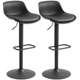 Counter Height Bar Stools Set of 2, Streamlined Bar Chairs with Adjustable Height and Swivel PU Leather Seat