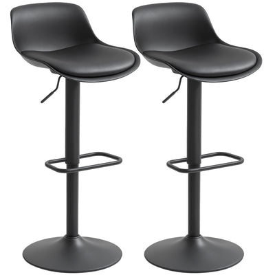 Counter Height Bar Stools Set of 2, Streamlined Bar Chairs with Adjustable Height and Swivel PU Leather Seat