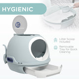 Cat Litter Box Toilet with Lid, Enclosed Drawer and Skylight