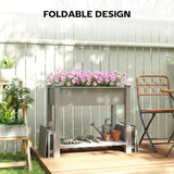 Wooden Raised Garden Bed with 2 Foldable Side Pots, Raised Planter with Storage Shelf and Drainage Holes
