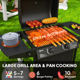 2+1 Burner Propane Gas BBQ Grill, Side Table, Shelf, Spice Rack, Wheels