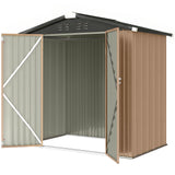 Remise de rangement extérieure 6,5' x 4', cabanon de jardin en métal avec portes doubles verrouillables