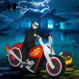 6' Long Halloween Grim Reaper Flaming Motorcycle Outdoor LED Lighted Airblown Inflatable Decoration Holiday Seaon Garden Lawn Decor