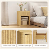 Nightstand with Drawer and Open Shelf, Modern Bedside Table Set of 2 for Bedroom Living Room