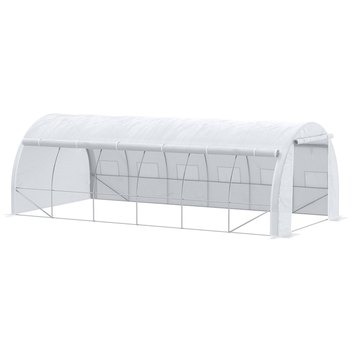 20'x10'x6.6' Tunnel Greenhouse with UV-Resistant Cover, Zippered Door and 12 Roll-up Windows