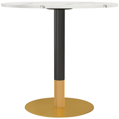 Round Dining Table, Steel Base, Space Saving Small Kitchen Table
