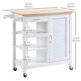 Kitchen Cart on Wheels with Embossed Door Panel, Utility Kitchen Island with Storage Drawer