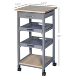 Kitchen Island Rolling Trolley Utility Serving Cart with Drawer