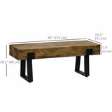 Outdoor Bench, Garden Bench with Metal Legs, Rustic Wood Effect Concrete