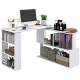 Bureau en L de 119,4 cm, bureau d'angle rotatif à 360°, bureau d'ordinateur réversible avec étagère de rangement pour bureau à domicile