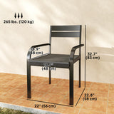 2 Piece Outdoor Dining Chairs with Aluminum Frame
