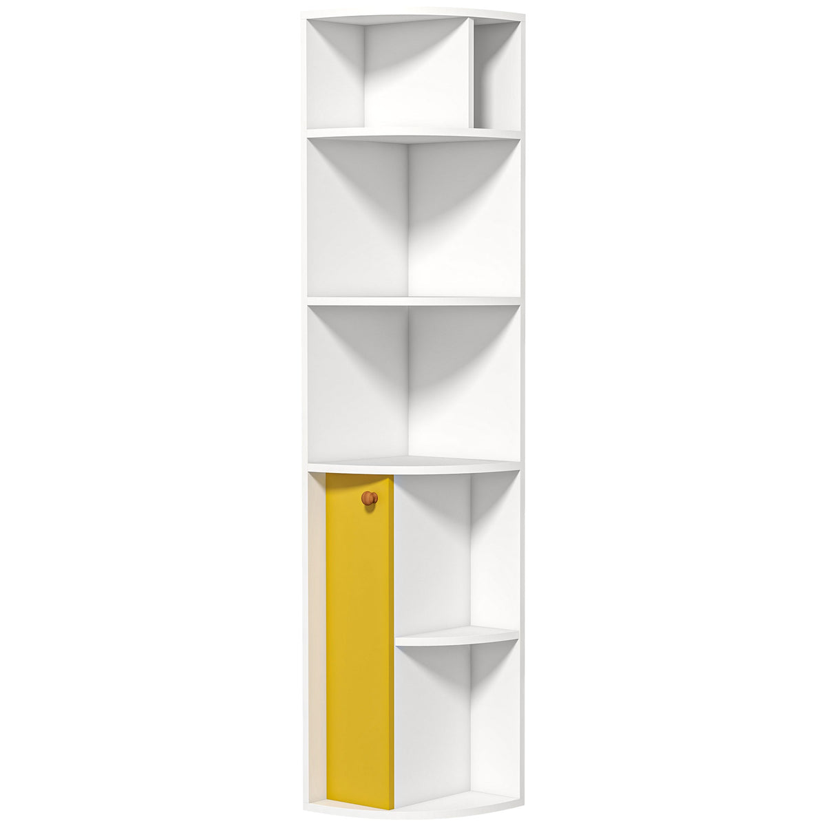 5-Tier Corner Bookcase, Storage Bookshelf, Freestanding Display Shelves with Open Compartments and Cabinet for Home Office