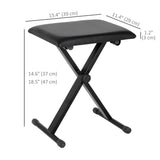 Adjustable Piano Bench, X-Style Folding Piano Stool with Padded Seat, Keyboard Chair