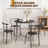 5 Piece Dining Table Set, Space Saving Round Dining Set for 4 with Metal Frame for Small Spaces