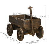 Wooden Raised Garden Bed, Flower Cart w/ Wheels