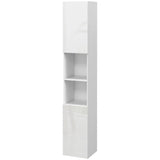 Tall Bathroom Cabinet, High Gloss Storage Cabinet with Doors and Adjustable Shelves, 11.8