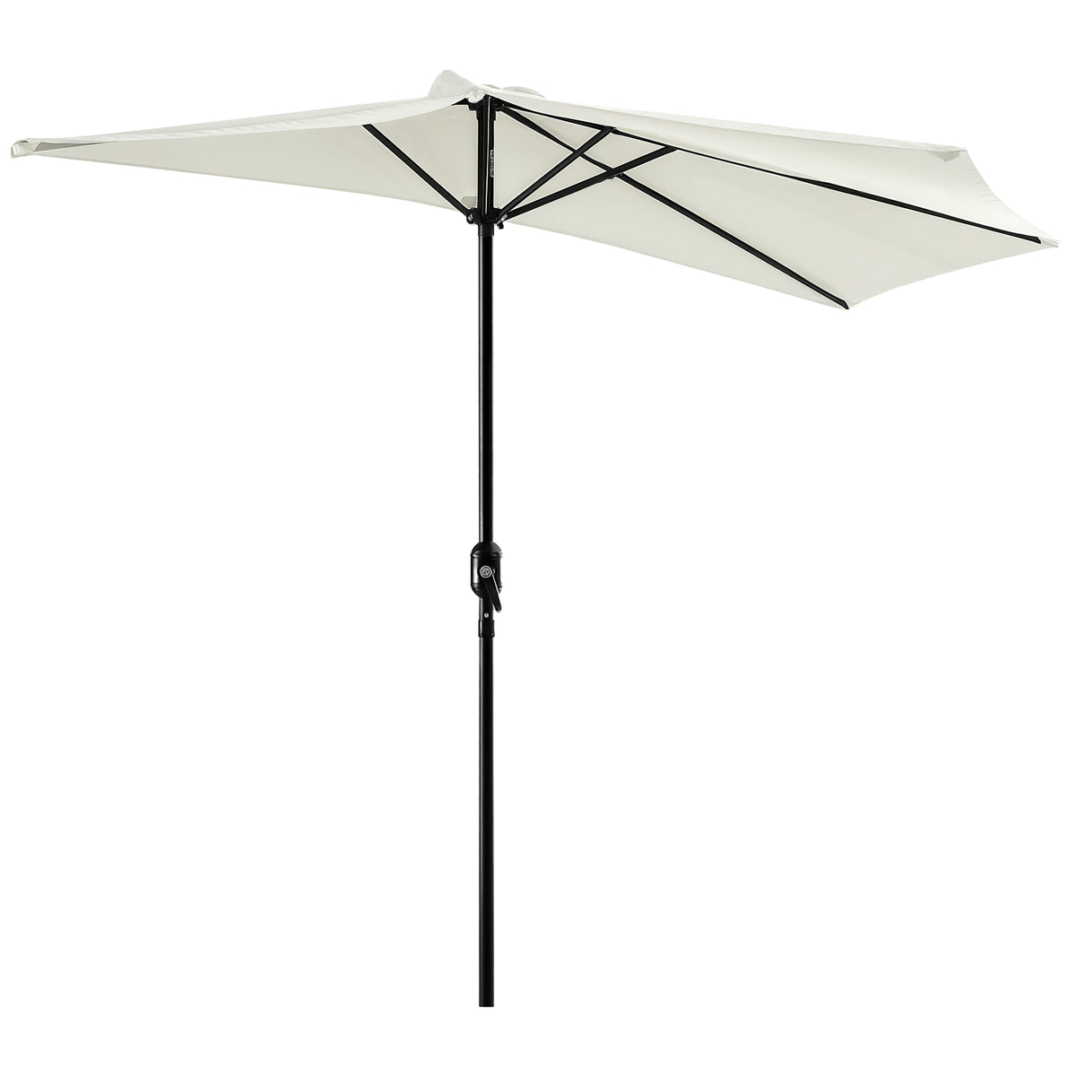 9ft Half Round Umbrella Outdoor Patio Garden Balcony Parasol Window Sun Shade w/ 5 Ribs