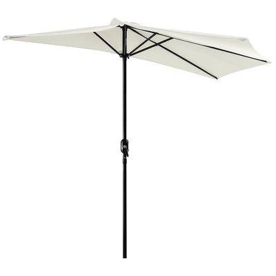 9ft Half Round Umbrella Outdoor Patio Garden Balcony Parasol Window Sun Shade w/ 5 Ribs