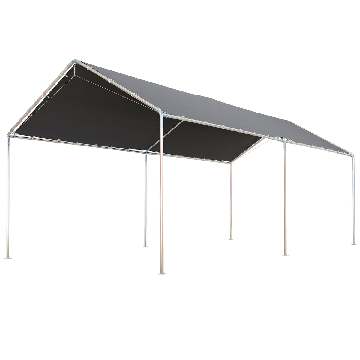 Carport 10'x20' Robuste Galvanisé Dais pour Voiture avec Trousse d'Ancrage Incluse, 3 Câbles d'Acier Renforcés