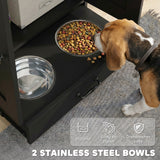 Bac de rangement pour aliments pour animaux Station d'alimentation pour chien avec panneau ajustable